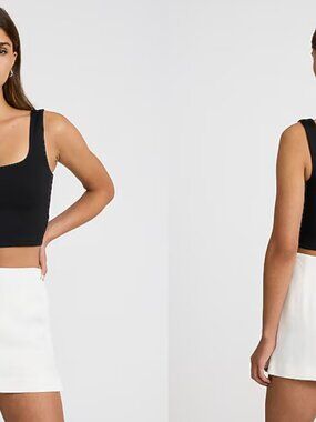 Express Body Contour High Compression Square Neck Cropped Tank (2-pack), size S